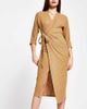 River Island River Island brushed cozy knit wrap midi dress in camel-Brown - 4