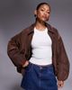 River Island River Island bubble hem bomber jacket in brown - 1