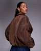 River Island River Island bubble hem bomber jacket in brown - 2