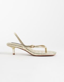 River Island River Island buckle detail thong heels in gold