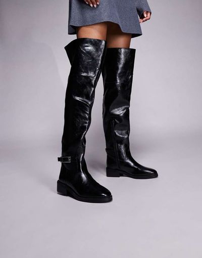 River Island River Island buckle over the knee boots in black