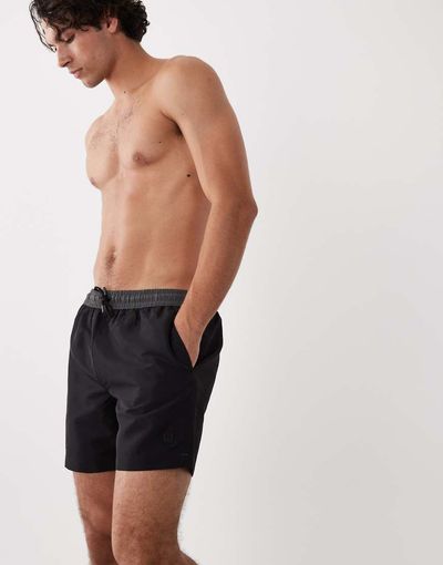 River Island River Island color block swim shorts in black