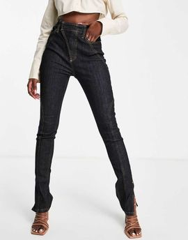 River Island River Island contour seamed split hem skinny jeans in dark blue