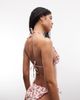 River Island River Island coral print bikini top in cream-White - 4