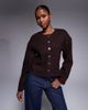 River Island River Island cozy button up cardigan in dark brown - 1