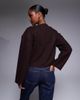 River Island River Island cozy button up cardigan in dark brown - 3