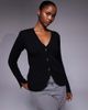 River Island River Island curved hem detail cardigan in black - 1