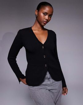 River Island River Island curved hem detail cardigan in black