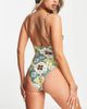 River Island River Island cut out strappy swimsuit in green - 2