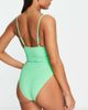 River Island River Island cutwork wraparound tie front swimsuit in green - 2