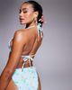 River Island River Island delicate floral bikini top in blue - 3