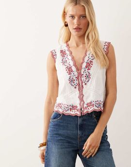 River Island River Island embroidered vest in white