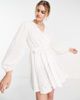 River Island River Island embroidered wrap mini dress in white - 1