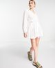 River Island River Island embroidered wrap mini dress in white - 4