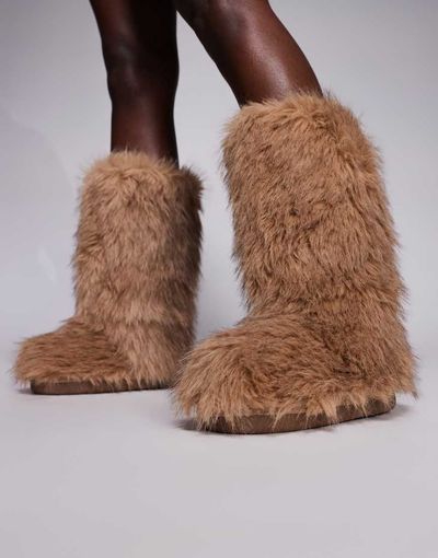 River Island River Island faux fur boots in light brown