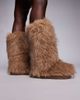 River Island River Island faux fur boots in light brown - 4