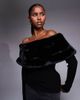 River Island River Island faux fur trim off the shoulder sweater in black - 1