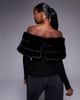 River Island River Island faux fur trim off the shoulder sweater in black - 2