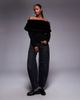 River Island River Island faux fur trim off the shoulder sweater in black - 4