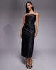 River Island River Island faux leather bandeau dress with skinny belt in black - 1