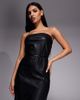 River Island River Island faux leather bandeau dress with skinny belt in black - 3