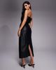 River Island River Island faux leather bandeau dress with skinny belt in black - 4