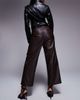River Island River Island faux leather crop pants in dark brown - 2