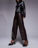 River Island River Island faux leather crop pants in dark brown - 4