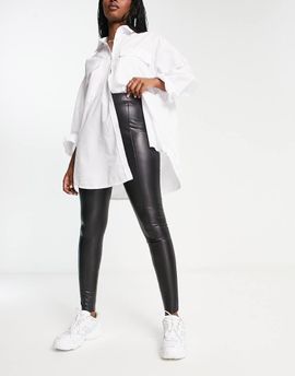 River Island River Island faux leather zip detail pants in black