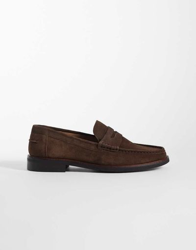 River Island River Island faux suede penny loafers in brown