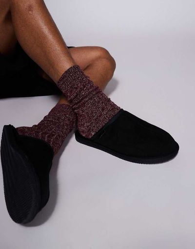 River Island River Island fleece lined mule slippers in black