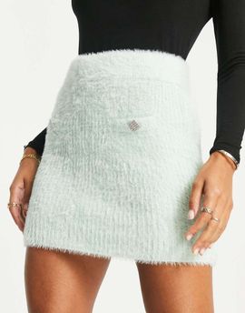 River Island River Island fluffy mini skirt in light green - part of a set