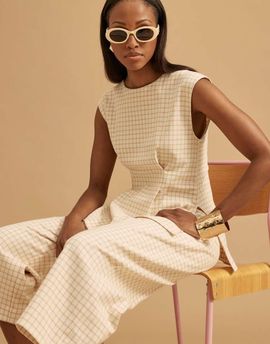 River Island River Island gingham shell top in cream-White
