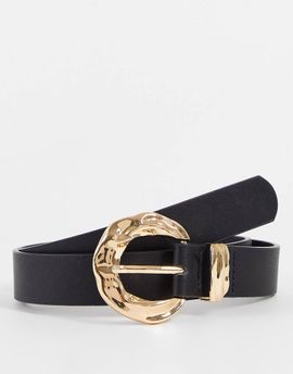 River Island River Island hammered buckle belt in black