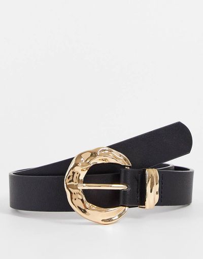 River Island River Island hammered buckle belt in black