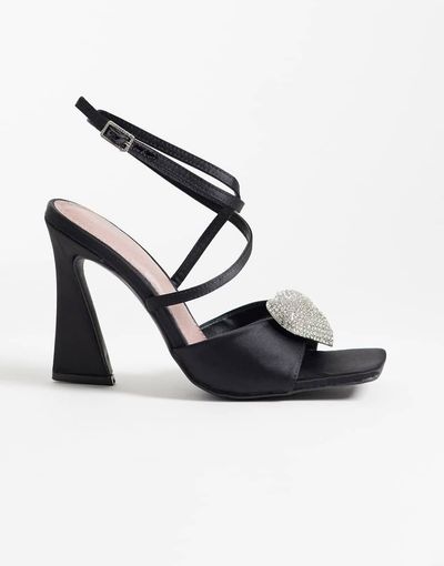 River Island River Island heat seal heart detailed heels in black