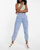 River Island River Island high waist cuffed cargo jean in light blue - 1
