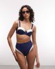 River Island River Island high waisted color block bikini bottoms in navy - 1
