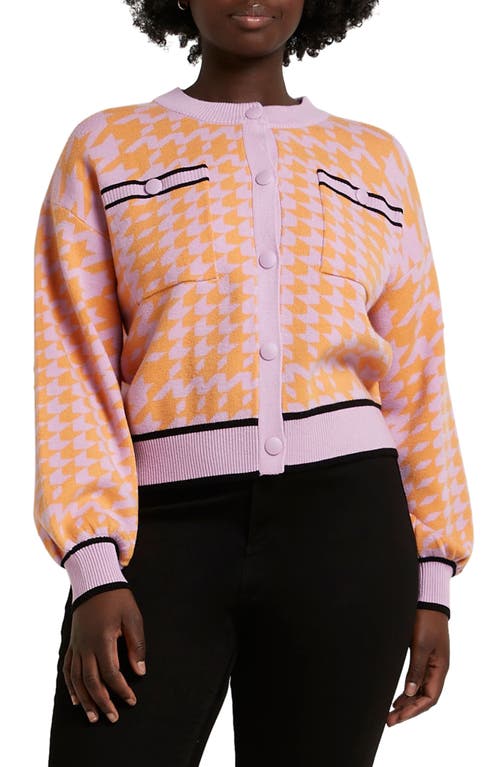 River Island River Island Houndstooth Balloon Sleeve Bomber Cardigan