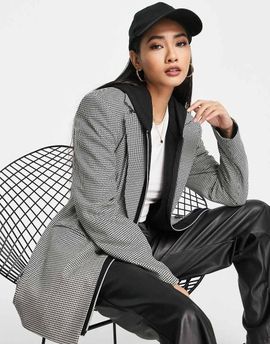 River Island River Island houndstooth check nipped dad blazer in black - part of a set