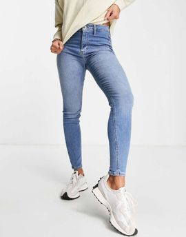 River Island River Island Kaia high rise skinny jeans in mid blue-Gray