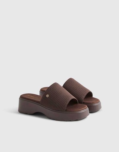 River Island River Island knit mule flatform sandals in dark brown