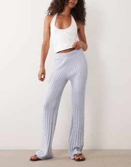 River Island River Island knit wide leg cable knit pants in blue - part of a set