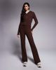 River Island River Island knit wide leg cable knit pants in dark brown - part of a set - 1