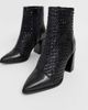 River Island River Island leather woven boots with pointed toe in black - 1