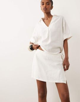 River Island River Island linen blend tie side skort in white - part of a set