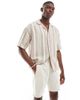 River Island River Island linen look pull-on shorts in light stone-Neutral - 1