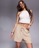 River Island River Island linen mix shorts in stone-Neutral - 1