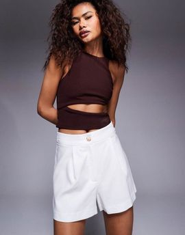 River Island River Island linen mix tailored shorts in white