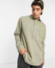 River Island River Island long sleeve 1/2 placket shirt in green - 1